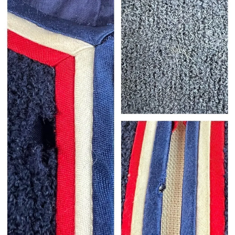Vintage Cyntotles Americana Patriotic Nautical Cardigan Navy, w/ Red/White Trim